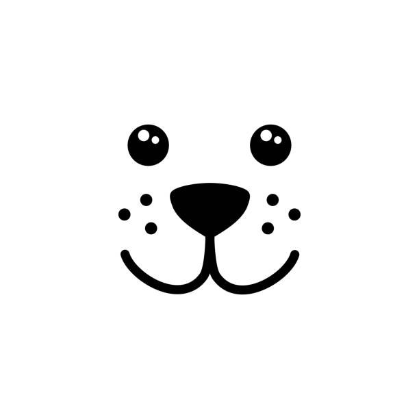 vektor wajah anjing yang lucu dan sederhana - kepala hewan ilustrasi stok