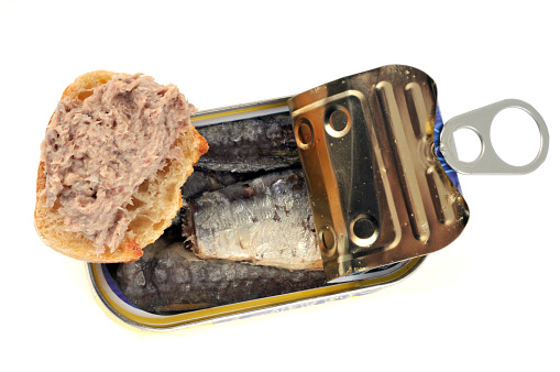 Can of sardines in oil and sardine rillettes