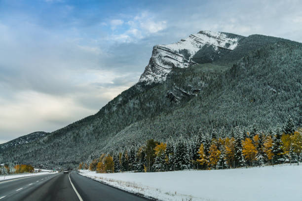istock Car drives along Rockies 1030798492
