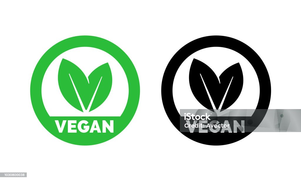 Vegan label template for vegetarian food. Green leaf icons set for vegetarian or vegan healthy nutrition or veggie package design - Royalty-free Vegan arte vetorial Vegan label template for vegetarian food. Green leaf icons set for vegetarian or vegan healthy nutrition or veggie package design - Royalty-free Vegan arte vetorial
