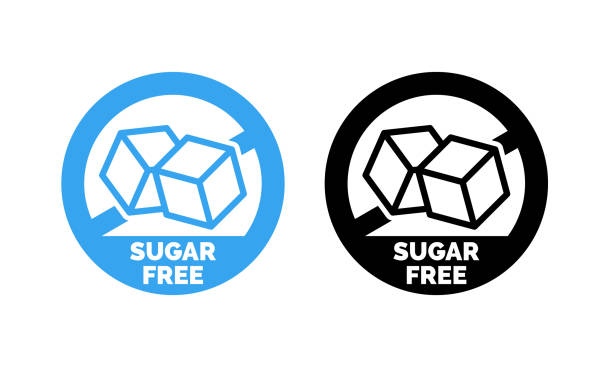 ilustrações de stock, clip art, desenhos animados e ícones de sugar free label. vector sugar cubes in circle icon for no sugar added product package design - sugar