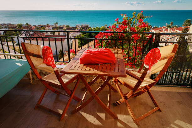 istock Christmas celebration on balcony terrace with sea view 1030802332