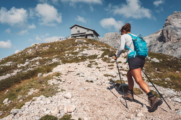 istock Hippie woman stroll on mountain 1030803914