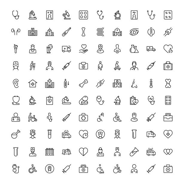 Oncology flat icon set Oncology icon set. Collection of high quality black outline logo for web site design and mobile apps. Vector illustration on a white background. icon set stock illustrations