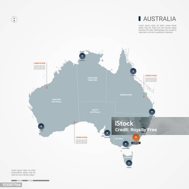 Australieninfografikkartevektorillustration Stock Vektor Art und mehr Bilder von Australien - Australien, Karte - Navigationsinstrument, Vektor