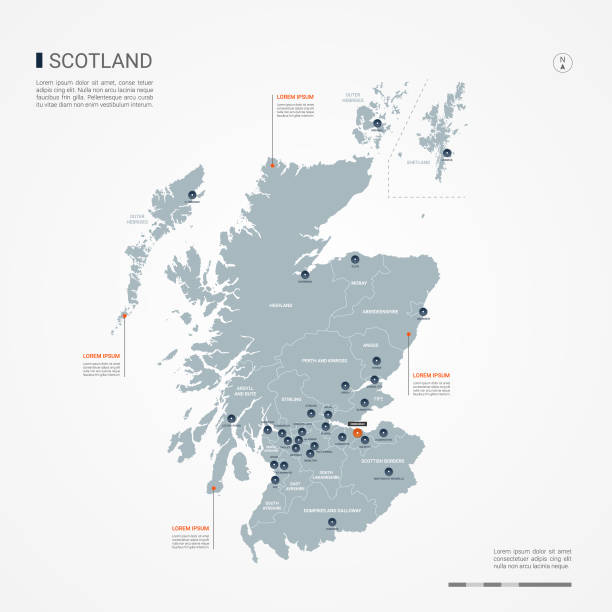 スコットランド インフォ グラフィック マップのベクトル図です。 - symbol infographic circle vector点のイラスト素材／クリップアート素材／マンガ素材／アイコン素材