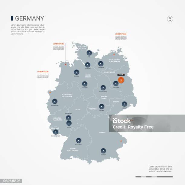 Illustrazione Vettoriale Della Mappa Infografica Della Germania - Immagini vettoriali stock e altre immagini di Germania