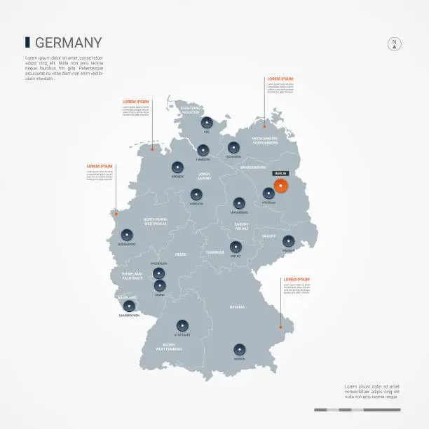 Vector illustration of Germany infographic map vector illustration.