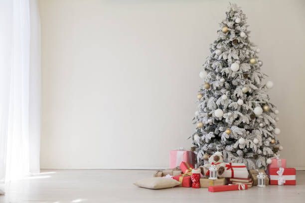 istock Christmas Home Interior with White Christmas tree 1030819366