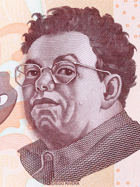 Diego Rivera, a portrait Diego Rivera, a portrait from Mexican money mexico poland stock pictures, royalty-free photos & images
