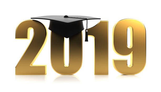 istock Gold color 2019 With School Hat isolated on white 1030821796