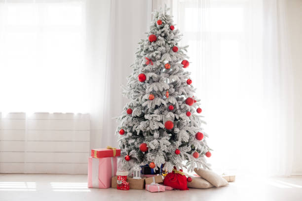 istock Christmas Home Interior with White Christmas tree 1030821800