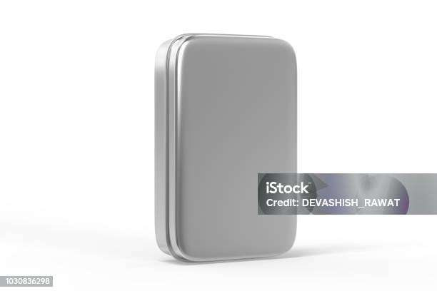 Metal Box On Isolated White Background Stock Photo - Download Image Now - Box - Container, Can, Tin