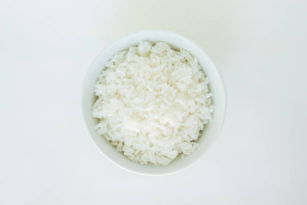 cucinato bianco basmati ciotola di riso cibo naturale - clipping path rice white rice basmati rice foto e immagini stock