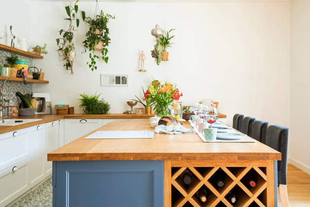 istock Fresh summer breakfast in Mediterranean style kitchen. Bright and sunny space with a lot of herbs and plants. 1030845424