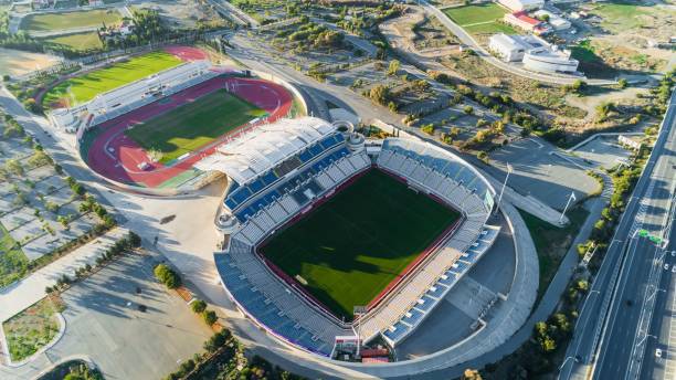aerial gsp stadium, nicósia - roof sport competitive sport the olympic games - fotografias e filmes do acervo