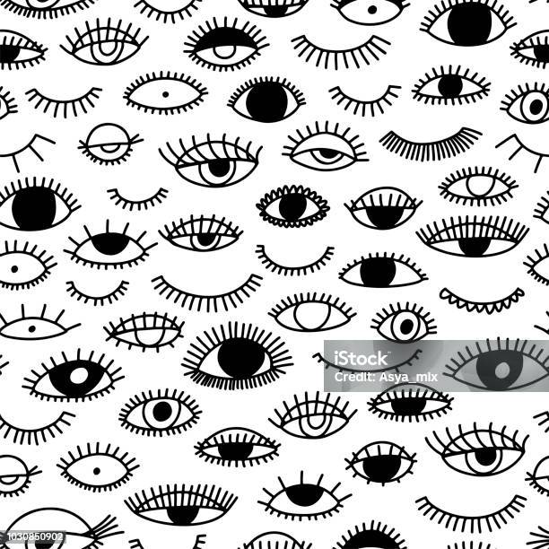 Modèle Sans Couture Avec Les Yeux Et Les Cils Vecteurs libres de droits et plus d'images vectorielles de Oeil - Oeil, Motif, Vectoriel