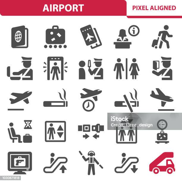 Airport Icons Stock Illustration - Download Image Now - Icon Symbol, Airport, Security Check