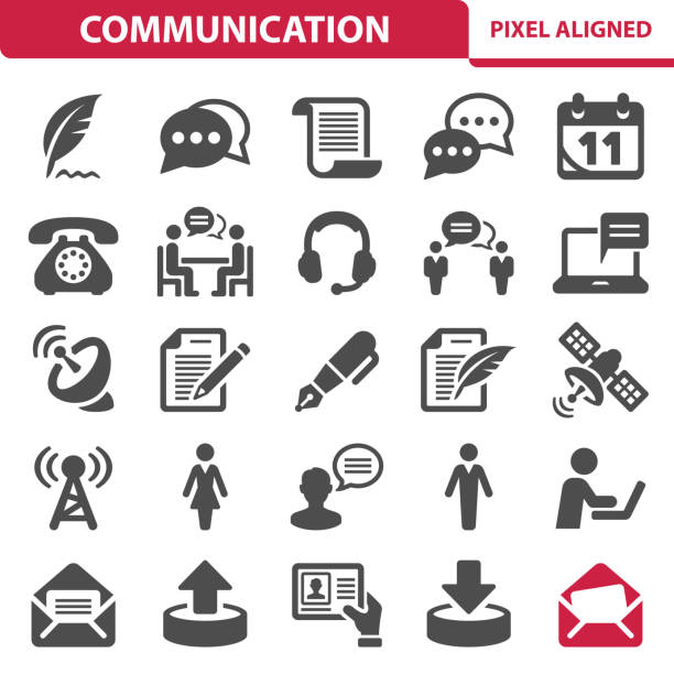 ikony komunikacji i mediów społecznościowych - image date audio stock illustrations