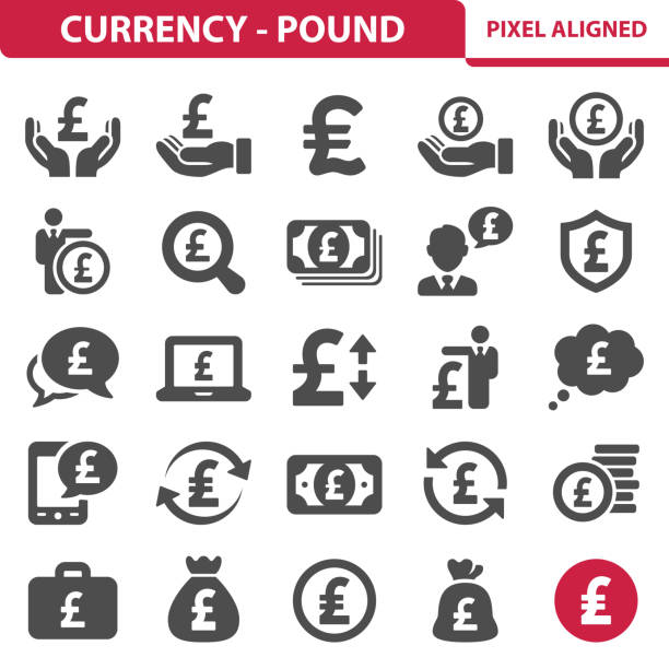 währung - pfund-symbole - currency symbol british currency currency coin stock-grafiken, -clipart, -cartoons und -symbole