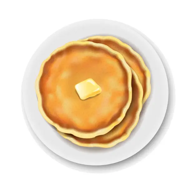 Vector illustration of Plate With Pancake Isolated White Background