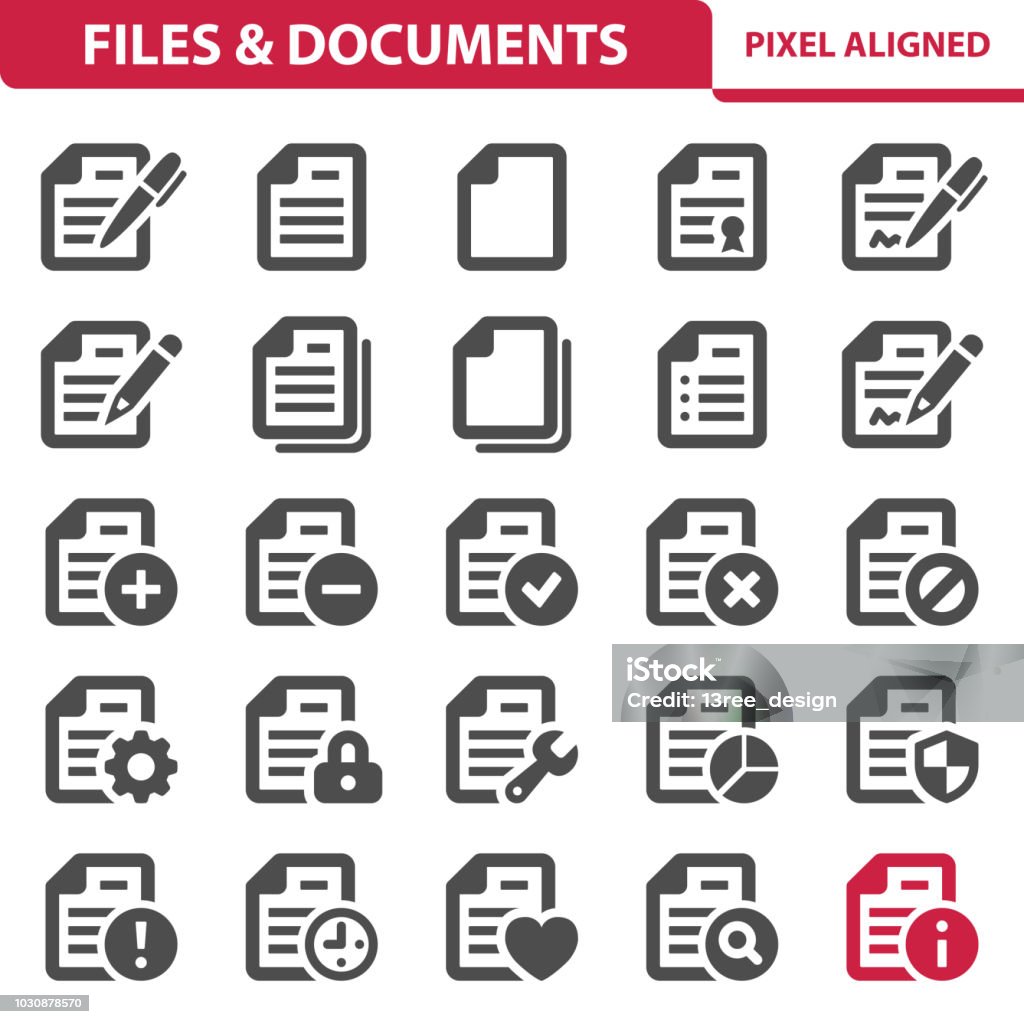 Files & Documents Icons Professional, pixel perfect icons, EPS 10 format. Icon Symbol stock vector
