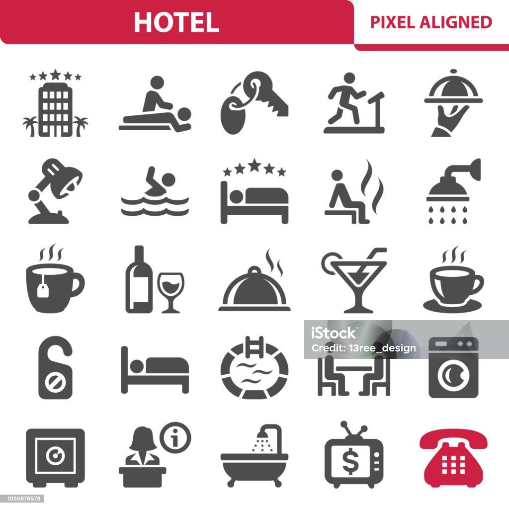 Hotel Icons Professional, pixel perfect icons, EPS 10 format. Icon stock vector