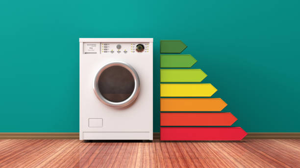 istock Washer machine and energy efficiency rating. 3d illustration 1030878702