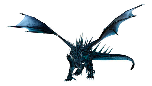 istock 3D illustration black fairy tale dragon on white 1030879092