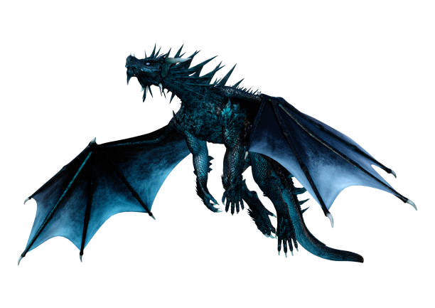 istock 3D illustration black fairy tale dragon on white 1030879112