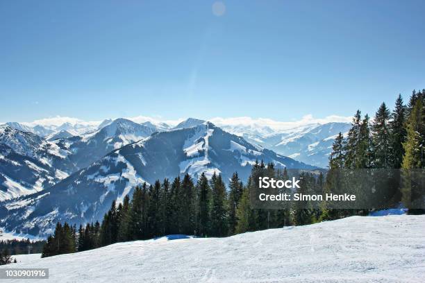 View On The Mountains From A Ski Piste Stock Photo - Download Image Now - Austria, Cold Temperature, Horizontal