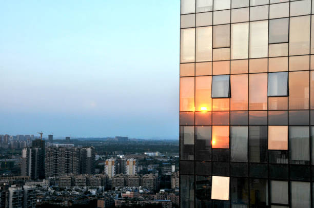 City background in sunset