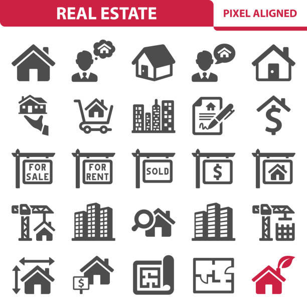 Real Estate Icons Professional, pixel perfect icons, EPS 10 format. real estate agent illustrations stock illustrations
