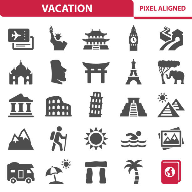 illustrazioni stock, clip art, cartoni animati e icone di tendenza di icone delle vacanze - marina di pisa
