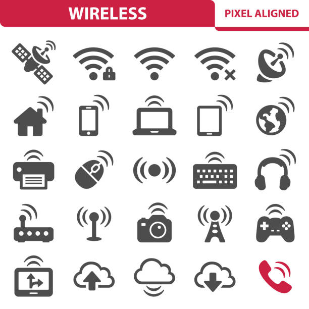 ilustrações de stock, clip art, desenhos animados e ícones de wireless icons - onda radiofónica