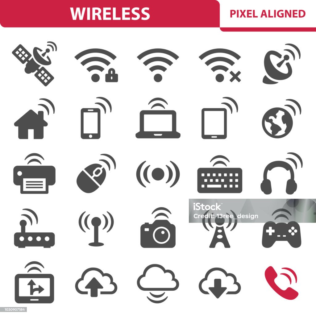 Wireless Icons Professional, pixel perfect icons, EPS 10 format. Icon Symbol stock vector