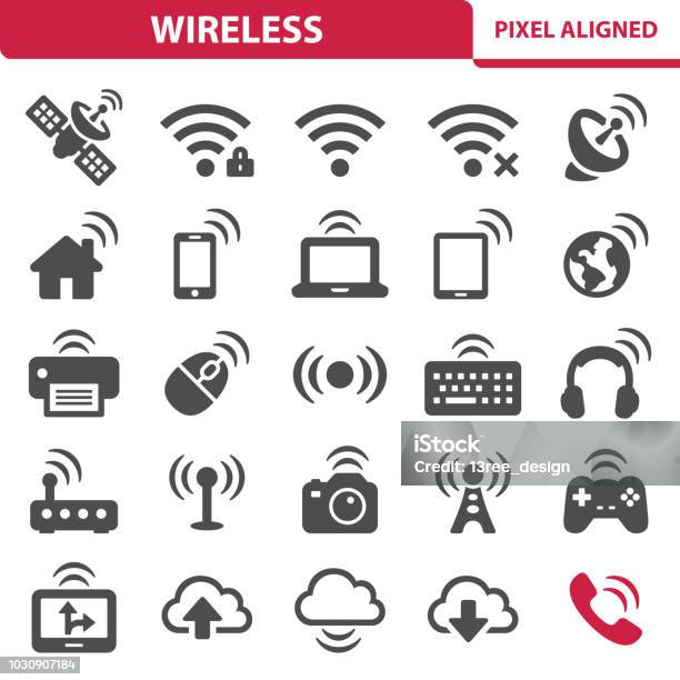 Wireless Icons Stock Illustration - Download Image Now - Icon Symbol, Wireless Technology, Mobile Phone