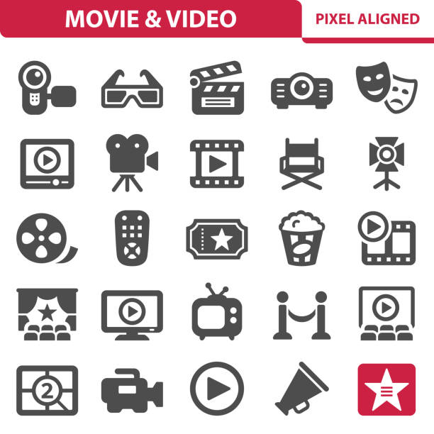 영화 & 비디오 아이콘 - video symbol movie computer icon stock illustrations