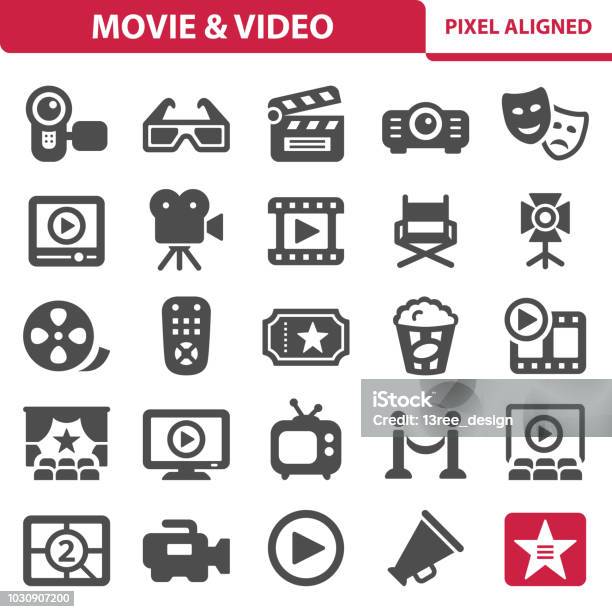 Vetores de Filme De Vídeo Símbolos e mais imagens de Ícone de Computador - Ícone de Computador, Filme cinematográfico, Câmera de Vídeo