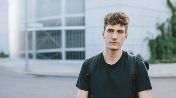 istock Portrait of man with backpack. 1030912608