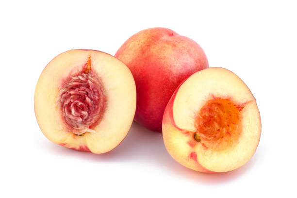 istock Fresh nectarine from a new crop isolated on a white background 1030926176