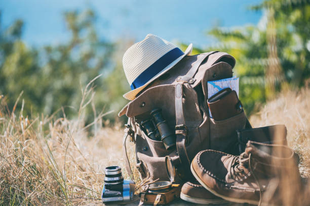 istock Looking image of travelling concept, essential vacation items. 1030935102