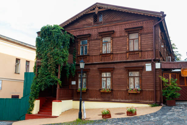 istock Old wooden two-story house 1030939808