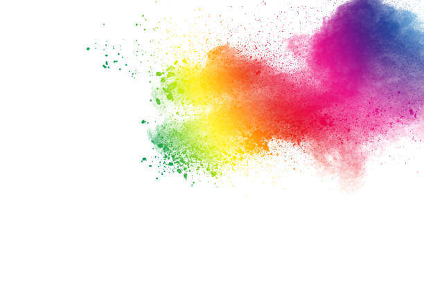 istock Abstract multicolored powder explosion on white background.  Freeze motion of color dust  particles splash. Painted Holi 1030940544