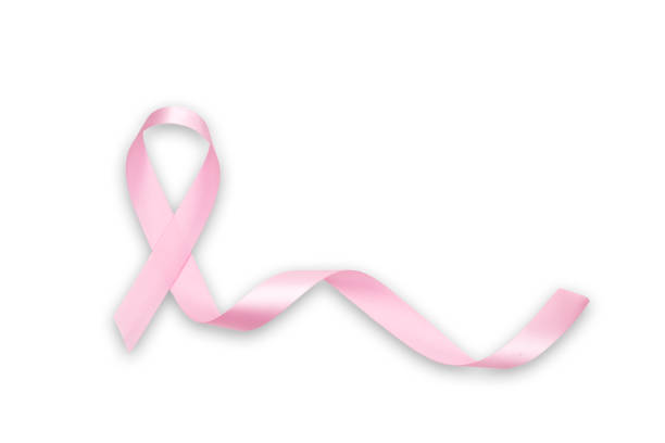 istock Pink breast cancer ribbon on white background 1030948904