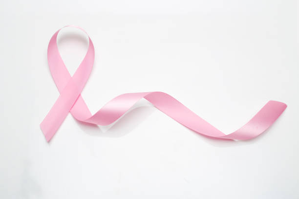 istock Pink breast cancer ribbon on white background 1030948936