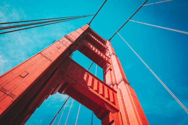 golden gate bridge, san francisco, usa - blue bridge stock-fotos und bilder