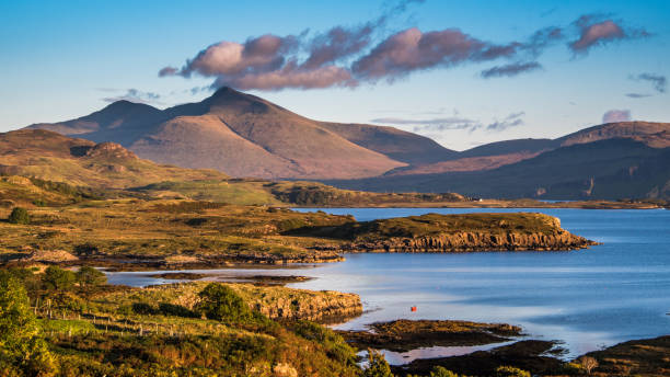 Ben More on Mull Looking over to Ben More caught with the evening light on the island of Mull In Scotland argyll and bute stock pictures, royalty-free photos & images