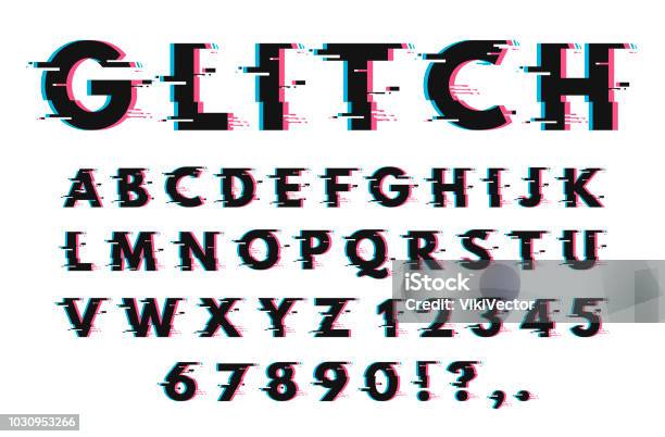 Glitch Font Set Stock Illustration - Download Image Now - Problems, Typescript, Text