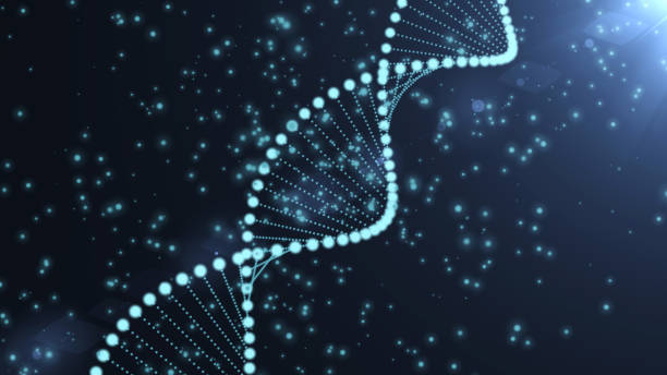 DNA sequence, DNA code structure with glow stock photo